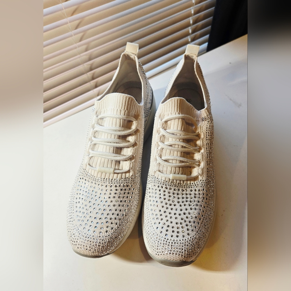 Skechers Women's Street Billion - Rhinestone Rambler knit wedge sneakers